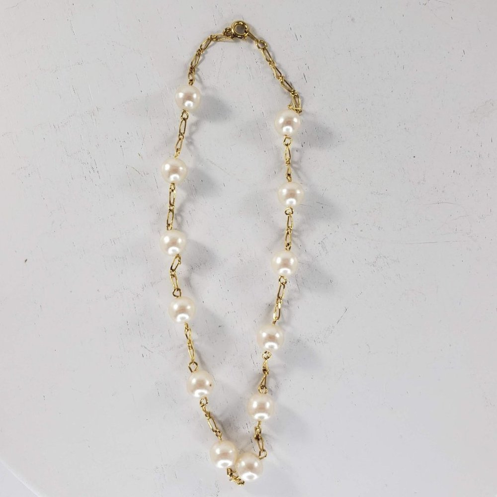 Kids Faux Pearl Gold Toned Chain Necklace Costume Jewelry
